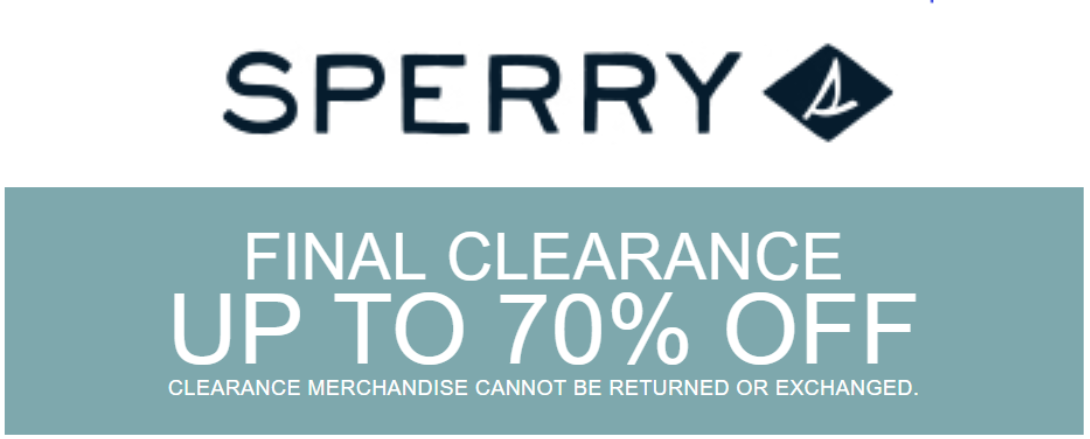 Image of sperry logo with Link to home sperry clearance page