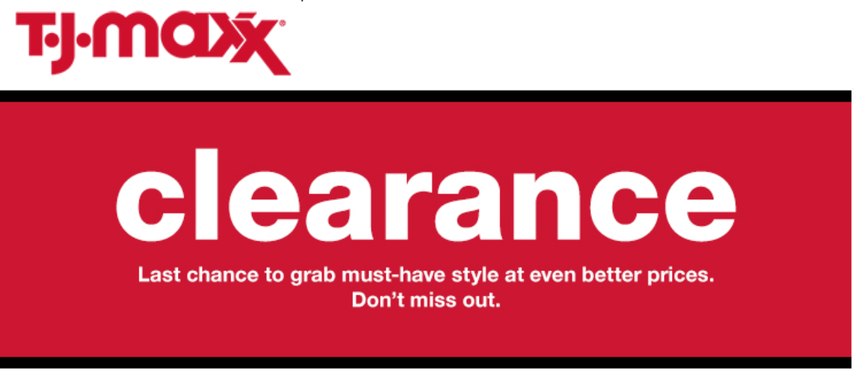 Image of TJ Maxx logo with Link to TJ Maxx clearance page